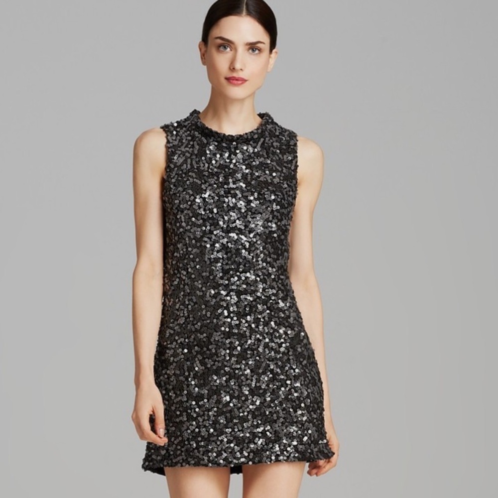 Rachel Zoe Iconic Cyrus Leather Sequin Mini Dress in Black 2 x-small - Picture 1 of 8